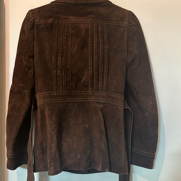 Vintage brown leather suede jacket size 7/8 - Picture 4 of 13